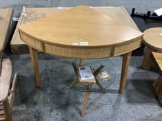 LA REDOUTE ACHILDE OAK CORNER DESK - RRP £162 AND LA REDOUTE GLASS SMALL SIDE TABLE