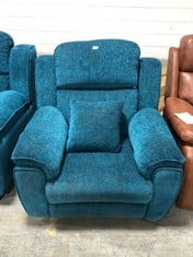 LA-Z-BOY TRENT POWER RECLINER ARMCHAIR IN LOANO TEAL FABRIC - RRP £1095