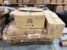 PALLET OF ASSORTED LA REDOUTE FURNITURE TO INCLUDE LA REDOUTE WATFORD VINTAGE WALNUT & STEEL SHELVING UNIT H 190CM IN BLACK / WALNUT STAIN - ITEM NO. DLX701 (RRP £675) (KERBSIDE PALLET DELIVERY)