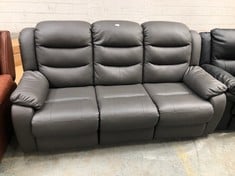 ROTHBURY LUXURY FAUX LEATHER HIGH BACK 3 SEATER MANUAL RECLINER SOFA IN DARK GREY - RRP £729