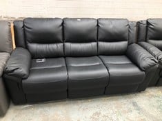 ALBION LUXURY FAUX LEATHER 3 SEATER HIGH BACK MANUAL RECLINER SOFA IN BLACK - RRP £749