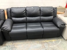 ALBION LUXURY FAUX LEATHER 3 SEATER HIGH BACK MANUAL RECLINER SOFA IN BLACK - RRP £749