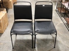 2 X PADDED DINING CHAIRS IN BLACK/METAL