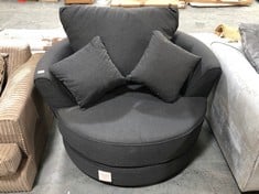 CUDDLER SOFA CHAIR IN CHARCOAL WITH SCATTER CUSHIONS