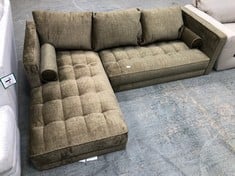 NEW ORLANDS FABRIC LEFT HAND CHAISE SOFA IN GREEN - RRP £899