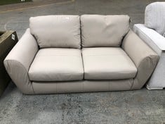 SHAY 2 SEATER LEATHER SOFA WITH STANDARD BACK IN LIGHT GREY - RRP £849