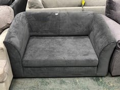 2 SEATER ROUND HIGH BACK SOFA IN DARK GREY FABRIC