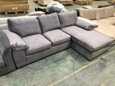 3 SEATER RIGHT AND CHAISE SOFA IN DARK GREY FABRIC