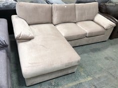 3 SEATER LEFT HAND CHAISE SOFA IN LIGHT BEIGE FABRIC