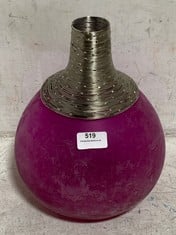 5 X STONE THE CROWS SM.METALWORK GLASS VASE-FUCHSIA - HGT 27.5CMS - TOTAL RRP £325