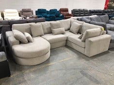 U SHAPED 4 SEATER SOFA IN LIGHT GREY FABRIC