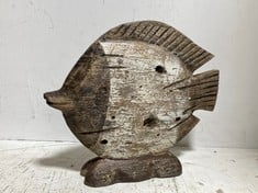 16 X STONE THE CROWS LARGE FISH ON PLINTH - ITEM NO. 052307