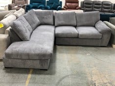 AMALFI LEFT HAND STANDARD BACK FABRIC CORNER CHAISE SOFA IN GREY - RRP £949