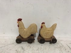 72 X STONE THE CROWS LG.PAIR OF COCK & HEN ON WHEELS - TOTAL RRP £1368