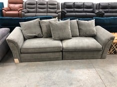 DURY FABRIC 4 SEATER SCATTER BACK SOFA IN GREY - RRP £649