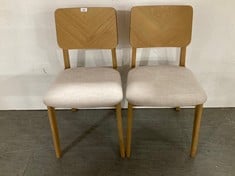 2 X JOHN LEWIS FERN DIDNING CHAIRS IN WHITE/WOOD - RRP £229