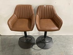 JOHN LEWIS BROOKS GAS LIFT BAR CHAIRS IN BROWN, SET OF 2 - RRP £279