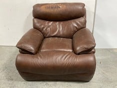 BROWN LEATHER RECLINING ARMCHAIR