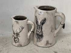 2 X ASSORTED VASES TO INCLUDE HARE PITCHER AND STAG PITCHER (COLLECTION ONLY)