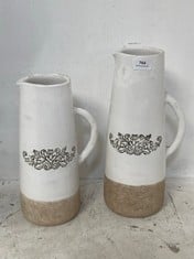 2 X VASE JUGS IN WHITE/STONE (COLLECTION ONLY)