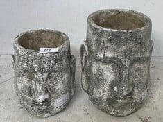 2 X BERT HEAD POT SMALL/LARGE ANTIQUE IN WHITE (COLLECTION ONLY)