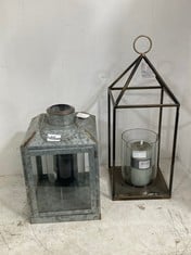 3 X ASSORTED ITEMS TO INCLUDE METAL HANGING LANTERN (COLLECTION ONLY)