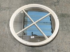 ROUND WOODEN MIRROR IN WHITE 60CM (COLLECTION ONLY)