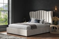 SHER LIGHT GREY VELVET KING SIZE OTTOMAN BED FRAME (KERBSIDE PALLET DELIVERY)