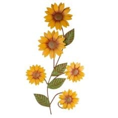 8 X BEE ON BLOOM METAL SUNFLOWER WALL DECOR 25 INCHES FOR INDOORS AND OUTDOORS | PERFECT SUNFLOWER DECOR FOR PORCH, PATIO, KITCHEN | RUSTIC YELLOW INDIVIDUALLY HAND PAINTED PETALS.