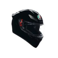 1 X AGV - HELMET K1 S E2206, FULL-FACE MOTORBIKE HELMET, ECE, FOR MEN, RACING STYLE WITH SPOILER, AIR INTAKES AND SCRATCH RESISTANT VISOR, 190° FIELD OF VIEW, WITH INTERCOM READY, BLACK.