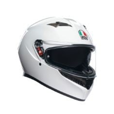 1 X AGV - HELMET K3 E2206 MPLK, MEN MOTORBIKE HELMET, FULL-FACE ECE HELMET WITH SWEAT ABSORPTION, SPOILER, AIR VENTS AND SCRATCH RESISTANT UV VISOR, WITH INTERCOM READY, WHITE.