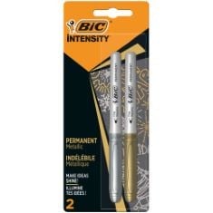 130 X BIC MARKING METALLIC COLOURS PERMANENT MARKERS, MEDIUM BULLET TIP PENS, GOLD AND SILVER COLOURS, PACK OF 2.