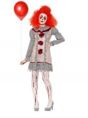 QTY OF ITEMS TO INCLUDE 10X ASSORTED FANCY DRESS TO INCLUDE SMIFFYS VINTAGE CLOWN LADY COSTUME, GREY & RED WITH DRESS & NECK RUFFLE, HALLOWEEN CIRQUE SINISTER FANCY DRESS, CLOWN DRESS UP COSTUMES, SM