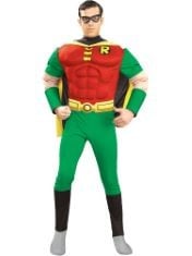 QTY OF ITEMS TO INCLUDE 10X ASSORTED FANCY DRESS TO INCLUDE RUBIES OFFICIAL DC COMIC ROBIN DELUXE ADULT COSTUME, BATMAN MOVIE CHARACTER, MENS SIZE MEDIUM, GREEN HALLOWEEN, SMIFFYS RED RIDING HOOD COS