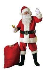 2 X RUBIES OFFICIAL ADULT DELUXE ULTRA VELVET SANTA SUIT WITH GLOVES, ADULT FANCY DRESS, ONE SIZE HALLOWEEN HALLOWEEN.