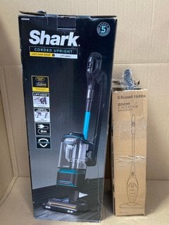 SHARK ANTI HAIR WRAP CORDED UPRIGHT VACUUM CLEANER - MODEL: NZ690UK TO ALSO INCLUDE RUSSELL HOBBS ZOOM 2-IN-1 STICK VACUUM CLEANER: LOCATION - BR8