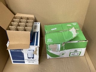 3 X BOXES OF ARCOROC ELEGANCE 10 OUNCE TUMBLERS TO ALSO INCLUDE SPUDULIKA HOME & GARDEN SOAKAWAY MEMBRANE DRAINAGE FLEECE FABRIC: LOCATION - BR7