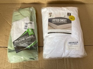 QTY OF ASSORTED BEDDING ITEMS TO INCLUDE PACK OF 2 UTOPIA BEDDING SINGLE FITTED SHEETS IN WHITE: LOCATION - BR7