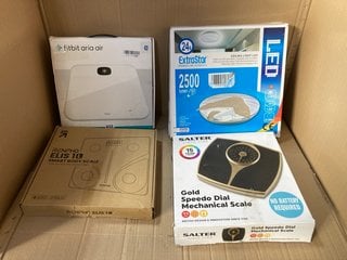 4 X ASSORTED HOUSEHOLD ITEMS TO ITEMS TO INCLUDE FITBIT ARIA AIR WEIGHING SCALES IN WHITE: LOCATION - BR4