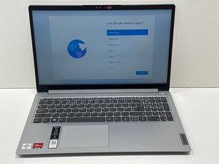 LENOVO IDEAPAD 1 128 GB LAPTOP IN GREY: MODEL NO 15AMN7 (WITH MAINS POWER ADAPTER, SMALL SCRATCH ON LID OF LAPTOP). AMD ATHLON™ SILVER 7120U, 4 GB RAM, 15.6" SCREEN, AMD RADEON™ 610M [JPTM127814]. TH