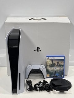 SONY PLAYSTATION 5 825 GB GAMES CONSOLE IN WHITE: MODEL NO CFI-1216A (WITH BOX & ALL ACCESSORIES TO INCLUDE HOGWARTS LEGACY GAME, SOME MINOR COSMETIC SCRATCHES ON THE CASING) [JPTM127771]. THIS PRODU