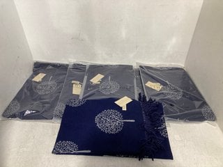 QTY OF TWILL & HYDE TREE PATTERNED SCARVES IN NAVY: LOCATION - G16