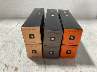 BOX OF 6 NESPRESSO VERTUO FLAVOURED COFFEE PODS - MELOZIO , INIZIO AND ARONDIO BB: 08/25: LOCATION - G18