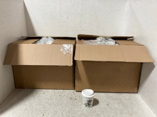 2 X BOXES OF PRINTED GOAT SMALL PLASTIC DRINKING CUPS IN WHITE: LOCATION - H17