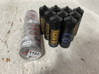 QTY OF ASSORTED VAPE ITEMS TO INCLUDE BRITANNIA GOLD RASPBERRY FIZZ 100ML 0MG VAPE LIQUID (PLEASE NOTE: 18+YEARS ONLY. ID MAY BE REQUIRED): LOCATION - H15