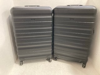 2 X JOHN LEWIS AND PARTNERS LARGE SIZED HARDSHELL TRAVEL SUITCASES IN BLACK: LOCATION - H13