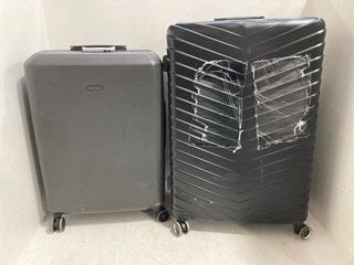 2 X ASSORTED SIZED JOHN LEWIS AND PARTNERS HARDSHELL TRAVEL SUITCASES IN BLACK AND DARK GREY: LOCATION - H13