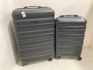 2 X ASSORTED SIZE JOHN LEWIS AND PARTNERS HARDSHELL TRAVEL SUITCASES IN BLACK: LOCATION - H13