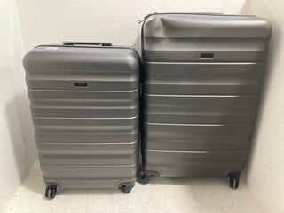 2 X ASSORTED SIZE JOHN LEWIS AND PARTNERS HARDSHELL TRAVEL SUITCASES IN DARK GREY: LOCATION - H13