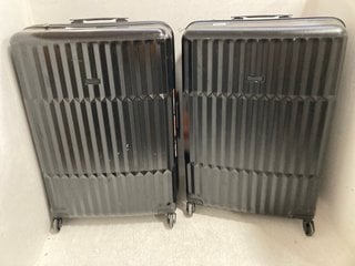 2 X JOHN LEWIS AND PARTNERS LARGE SIZE HARDSHELL TRAVEL SUITCASES IN BLACK: LOCATION - H13